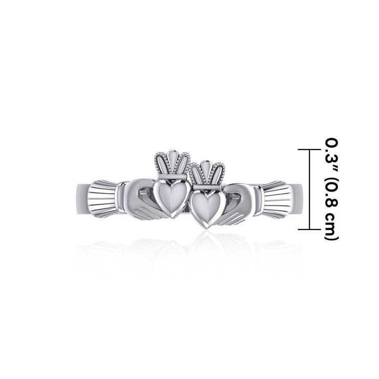 Two hearts beat as one ~ Irish Claddagh Sterling Silver Ring TRI1115