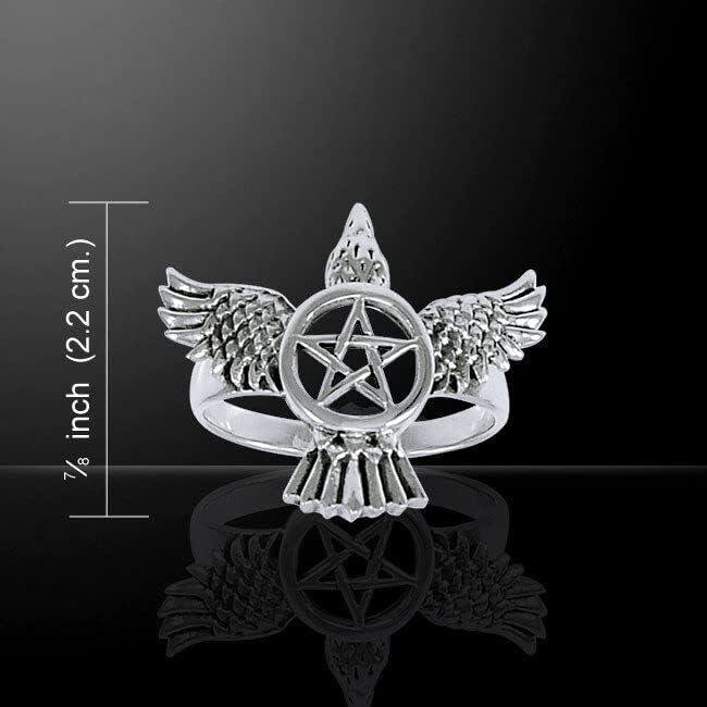 Raven on The Pentacle Ring TRI1367 - Wholesale Jewelry