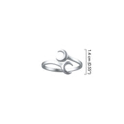 Double Crescent Moon Sterling Silver Ring TRI1368