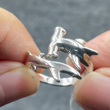 Independently strong hammerhead shark Sterling Silver Ring TRI1614