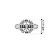 Celtic Knotwork Fleur De Lis Silver Ring TRI163