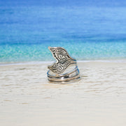 Aboriginal Whale Tail  Sterling Silver Spoon Ring TRI1734