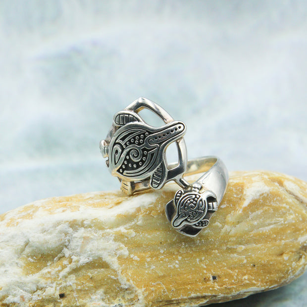 Aboriginal Inspired Turtle Sterling Silver Ring TRI1739