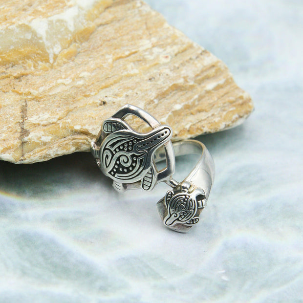 Aboriginal Inspired Turtle Sterling Silver Ring TRI1739 - Wholesale Jewelry