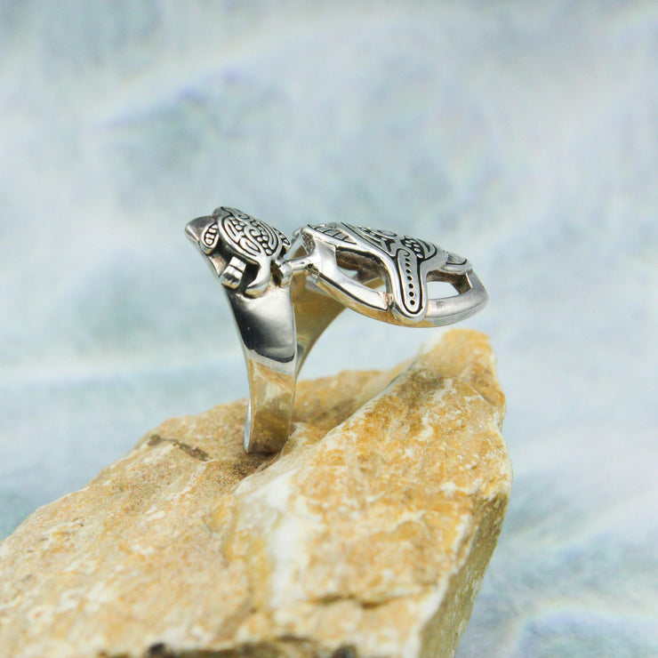 Aboriginal Inspired Turtle Sterling Silver Ring TRI1739 - Wholesale Jewelry