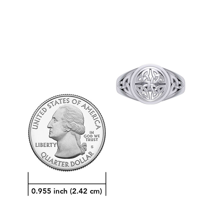 Celtic Quaternary Knot Silver Ring TRI1758