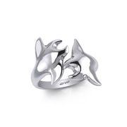 Double Manta Ray Sterling Silver Ring TRI1832