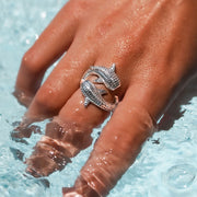 Double Whale Shark Sterling Silver Ring by DiveSilver Jewelry TRI1836