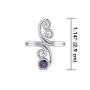 Modern Abstract Silver Ring with Round Gemstone TRI1922