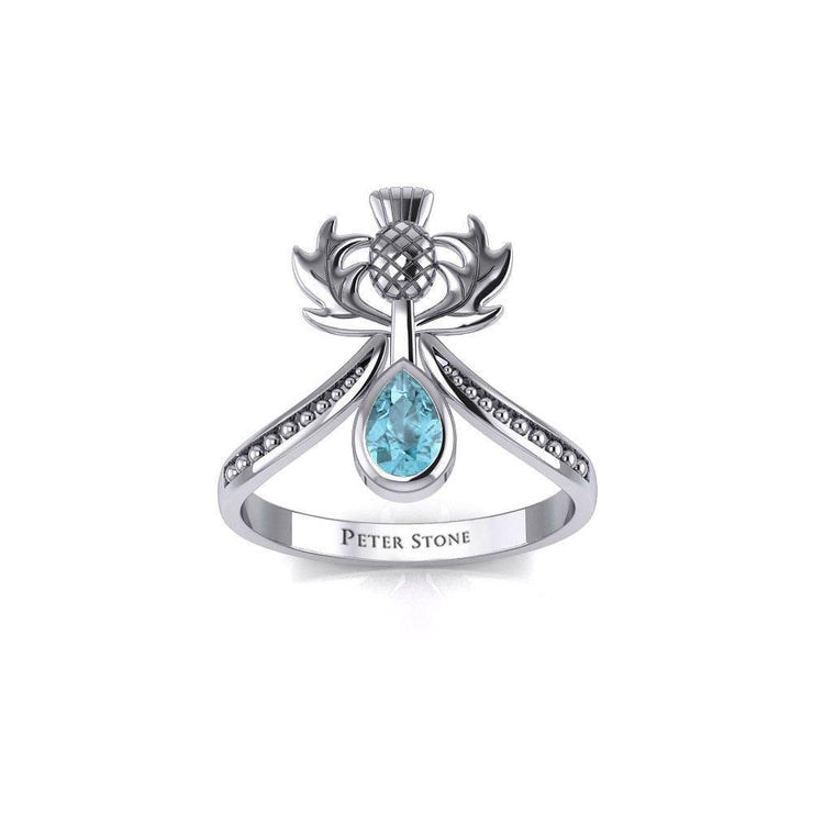 Thistle Silver Ring with Teardrop Gemstone TRI2156 Ring