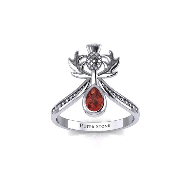 Thistle Silver Ring with Teardrop Gemstone TRI2156 Ring