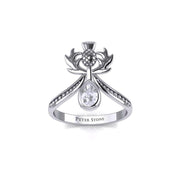 Thistle Silver Ring with Teardrop Gemstone TRI2156 Ring