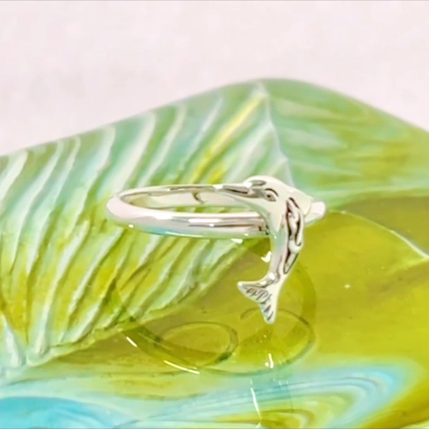 Celtic Joyful Dolphin Sterling Silver Ring TRI2164