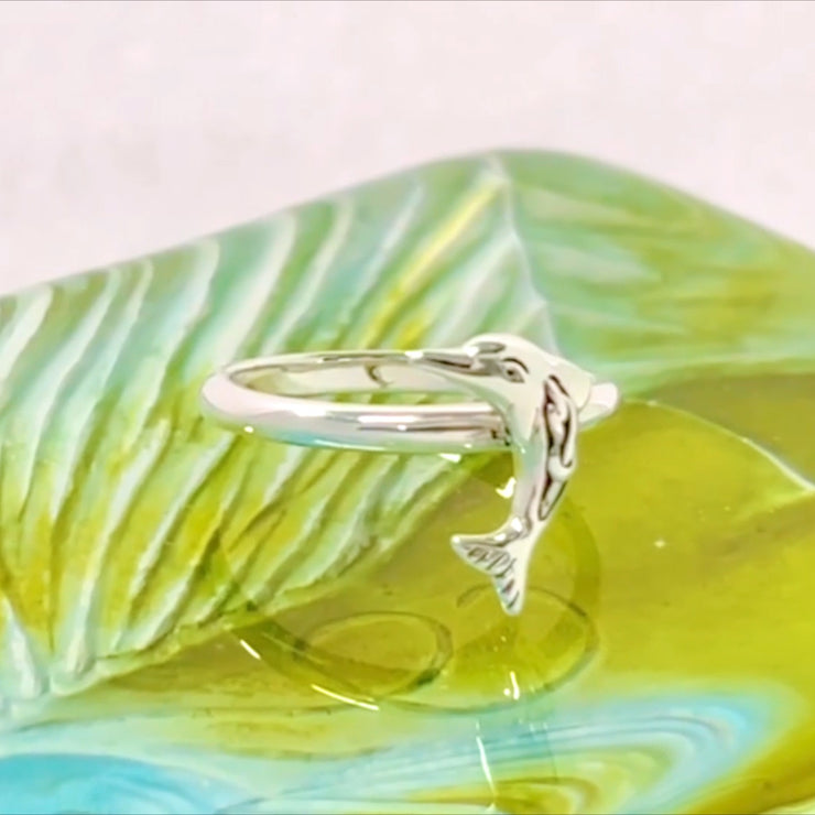 Celtic Joyful Dolphin Sterling Silver Ring TRI2164