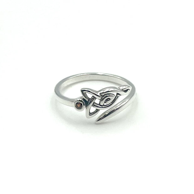 Celtic Motherhood Triquetra or Trinity Knot Sterling Silver Ring With Gem TRI2263