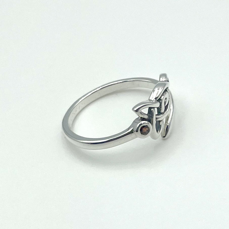 Celtic Motherhood Triquetra or Trinity Knot Sterling Silver Ring With Gem TRI2263