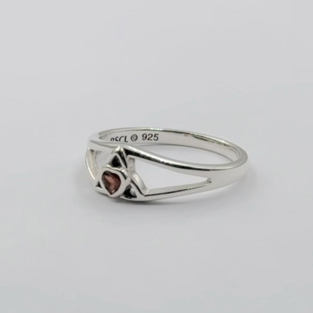Celtic Trinity Knot Ring With Heart Gemstone TRI2309
