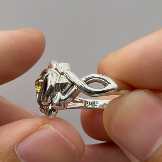 Manipura Solar Plexus Chakra with Celtic Designs Sterling Silver Ring TRI2338