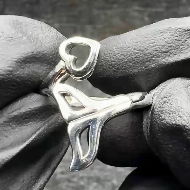 Whale Tail with Heart Wrap Ring TRI2342