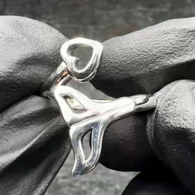 Whale Tail with Heart Wrap Ring TRI2342