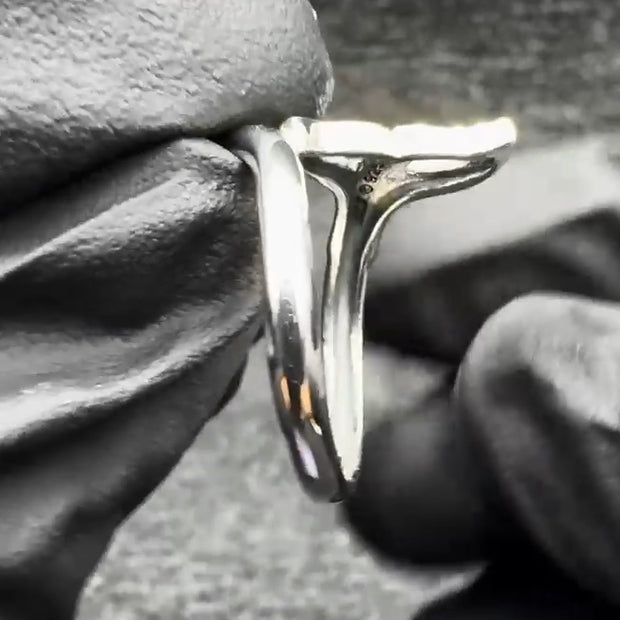 Whale Tail with Heart Wrap Ring TRI2342