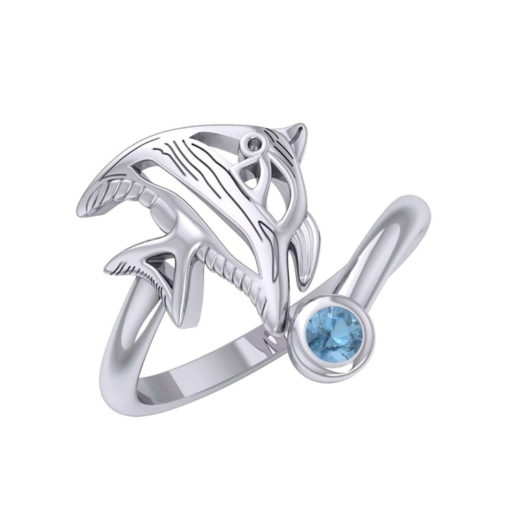 Angel Fish Sterling Silver with Gemstone TRI2345 - Jewelry