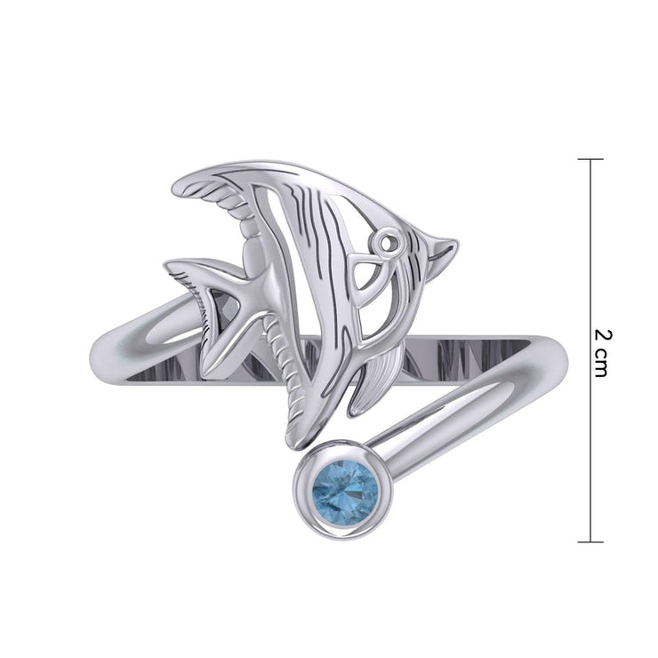 Angel Fish Sterling Silver with Gemstone TRI2345 - Jewelry