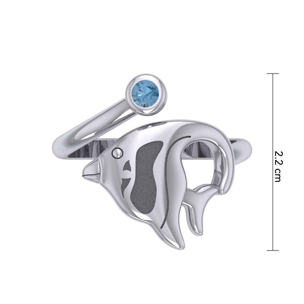 Tropical Angel Fish Sterling Silver with Gemstone TRI2347 - DiveSilver Jewelry