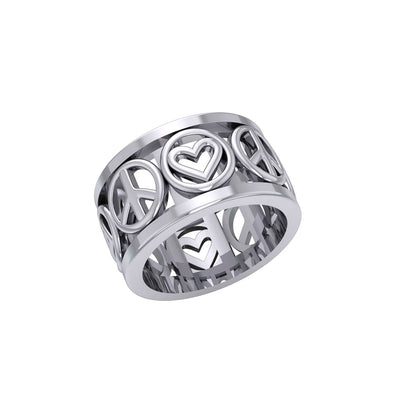 Love Peace Recovery Silver Spinner Ring TRI2401