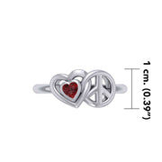 Heart and Peace Silver Ring With Heart Gemstone TRI2405