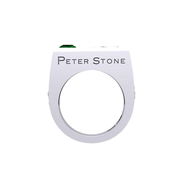 Peter Stone Rectangle Modern Silver Men Ring With Square Gemstone and Celtic Design TRI2414