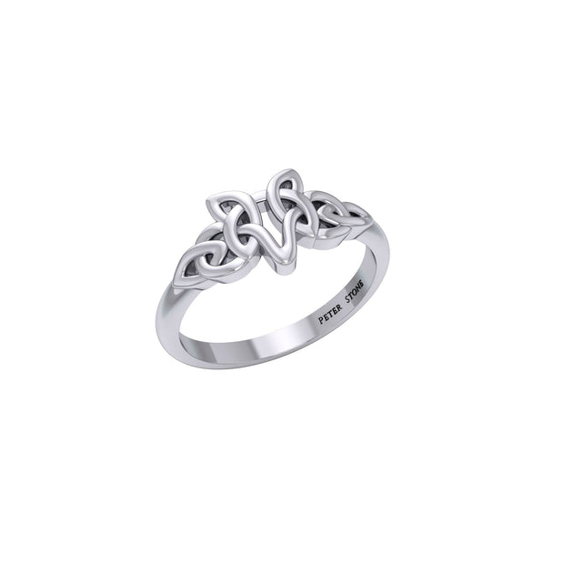 Peter Stone Jewelry Sterling Silver Celtic Wolf Ring - Majestic Symbolism and Craftsmanship for a Bold Statement TRI2419