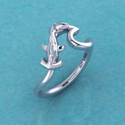 Hammerhead Shark with Wave Silver Ring TRI2428