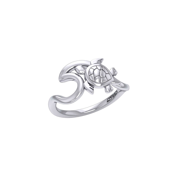 Turtle with Wave Silver Ring TRI2429
