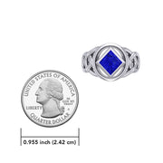 The Large Celtic Silver Ring with the NA Recovery Symbol Inlay Stone TRI2439