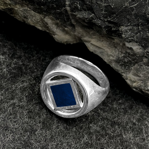 The Large Silver Ring with the NA Recovery Symbol Inlay Stone TRI2442
