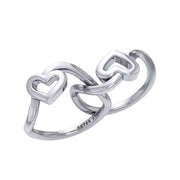 Double Heart Silver Puzzle Ring By Peter Stone Jewelry TRI2464
