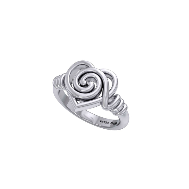 Spiral of growth, evolution, and progression. Its continuous, winding form suggests ongoing development and expansion sterling silver Ring by Peter Stone Jewelry TRI2481