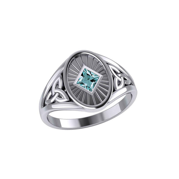 Silver Celtic Trinity Knot Ring with Gemstone NA Recovery Symbol TRI2493 - Wholesale Jewelry
