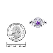 Silver Celtic Trinity Knot Ring with Gemstone NA Recovery Symbol TRI2493 - Wholesale Jewelry