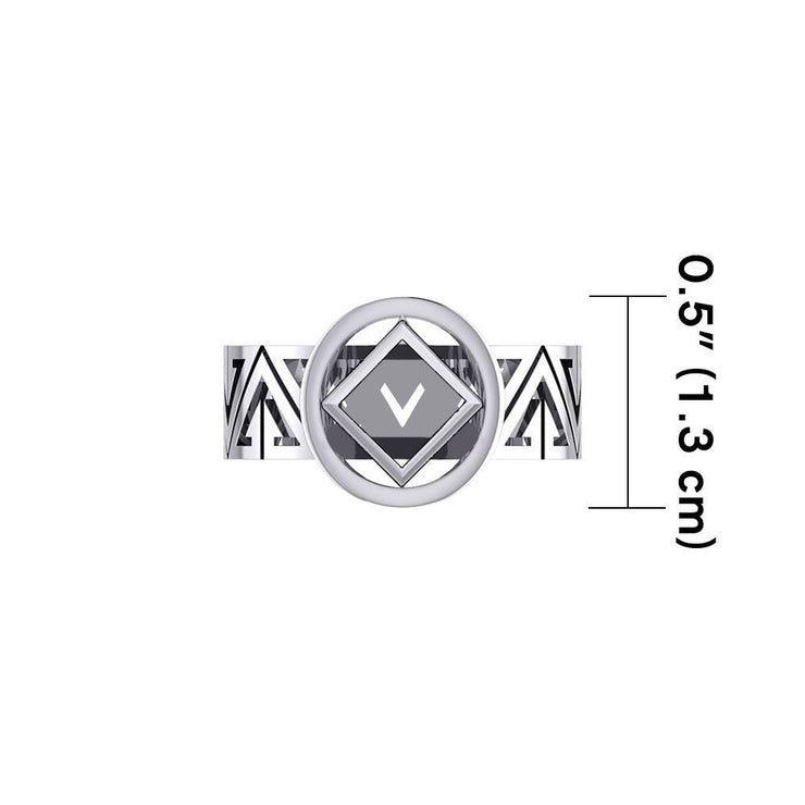 NA Recovery Silver Band Ring TRI2494