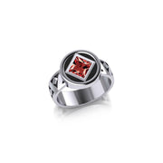 NA Recovery Silver Band Ring with Gemstone TRI2495 - Wholesale Jewelry