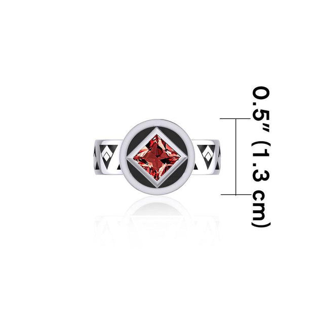 NA Recovery Silver Band Ring with Gemstone TRI2495 - Wholesale Jewelry