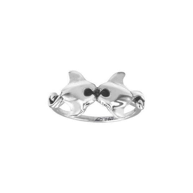 Double Manta Rays Sterling Silver Ring by DiveSilver TRI2504