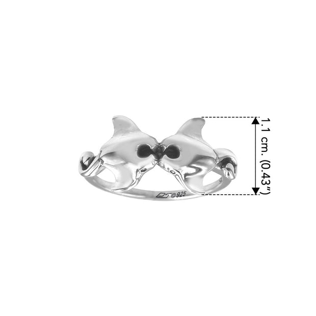 Double Manta Rays Sterling Silver Ring by DiveSilver TRI2504