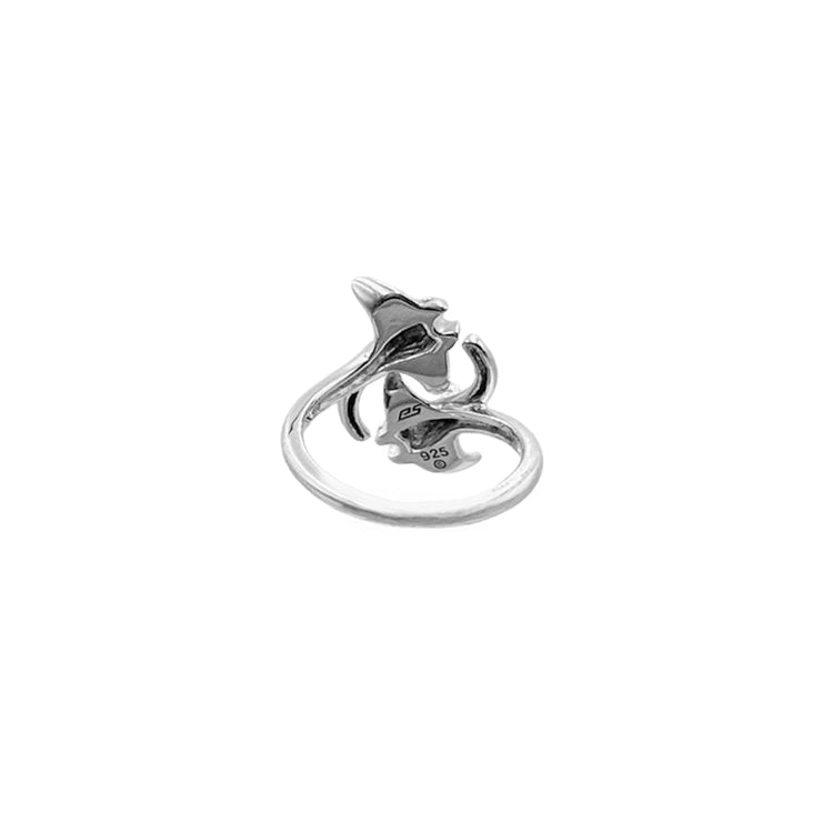 DiveSilver Twin Manta Rays Sterling Silver Ring TRI2531