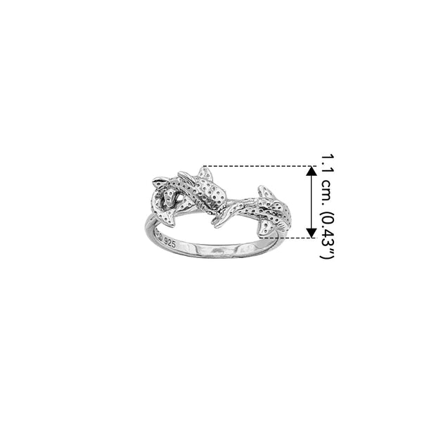 DiveSilver Triple Whale Sharks Sterling Silver Ring TRI2532