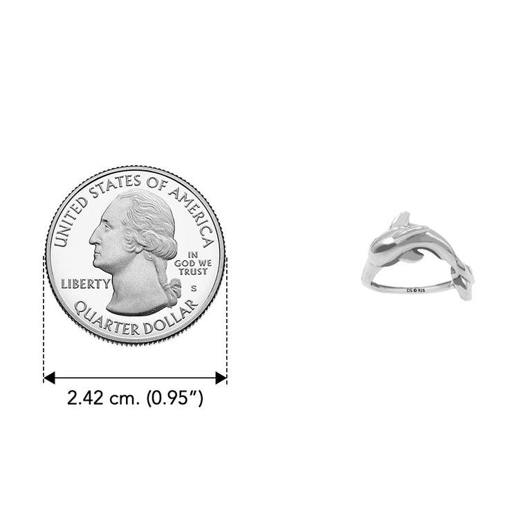 Small Dolphin Sterling Silver Ring by DiveSilver TRI2542