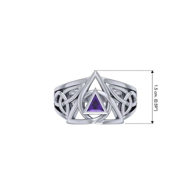 Peter Stone Celtic Trinity with AA Recovery Gemstone Sterling Silver Ring TRI2549