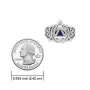 Peter Stone Celtic triquetra with AA Recovery Gemstone Sterling Silver Ring TRI2550